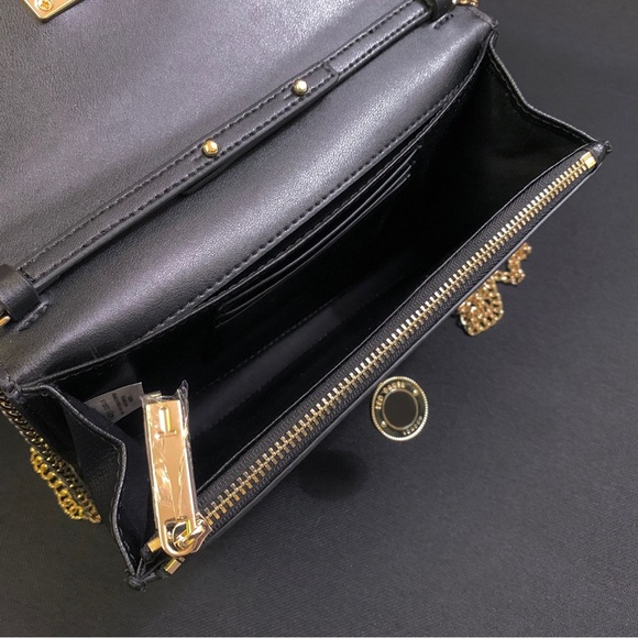 TED BAKER Parisa Chain Strap Crossbody Flap Bag w/ Logo Toggle Lock BLACK - Picture 5 of 11